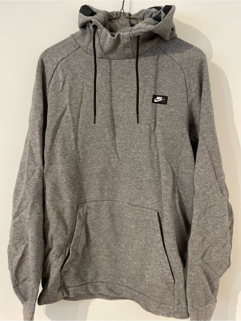 Nike Gray Pullover Hoodie with Drawstring and Pocket